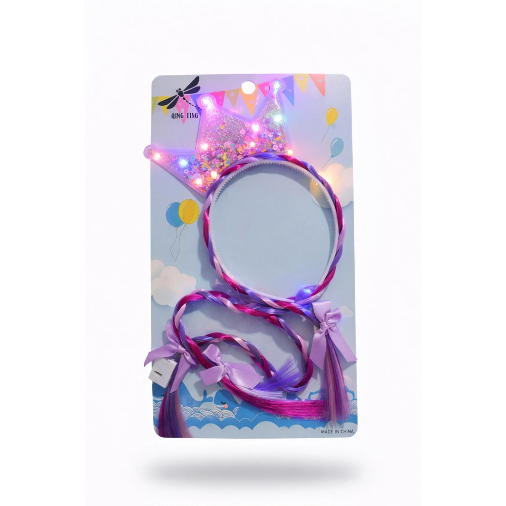 Simli Prenses Saç Tacı (IŞIKLI) mor renk