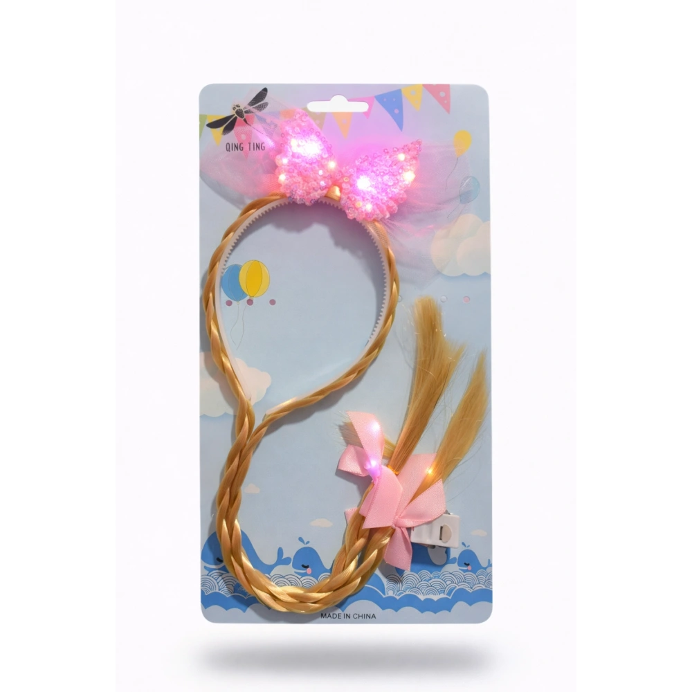 Pembe Fiyonklu Prenses Saç Tacı (IŞIKLI) sarı renk