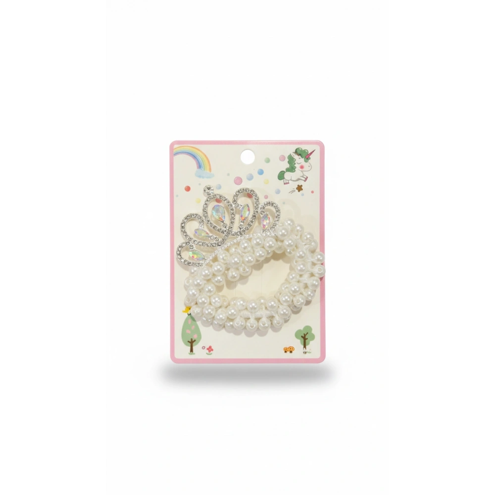 İncili Prenses Taçlı Çocuk Saç Tokası