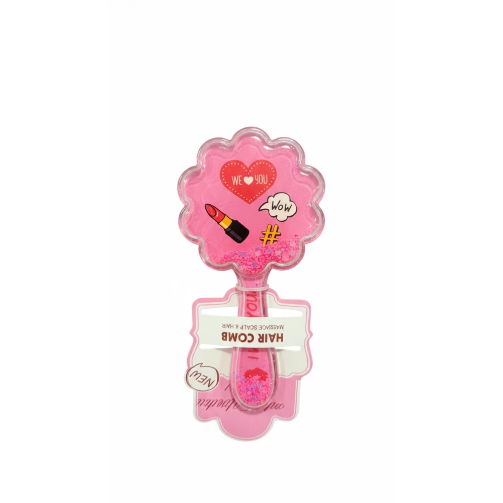 Ruj Motifli Pembe Süslü Tarak