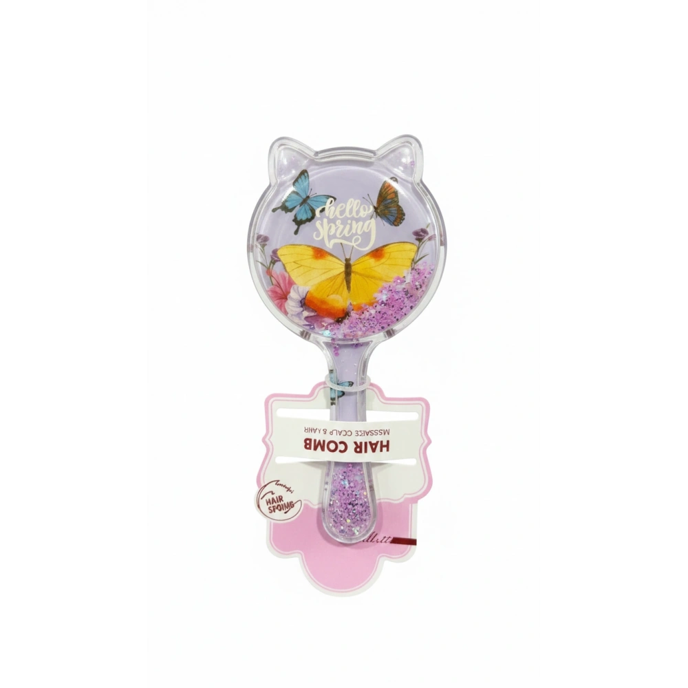 kelebek Figürlü Mor Süslü Tarak