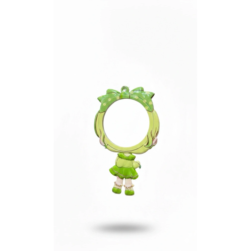 Sevimli Kız Figürlü Ayna Yeşil Renk