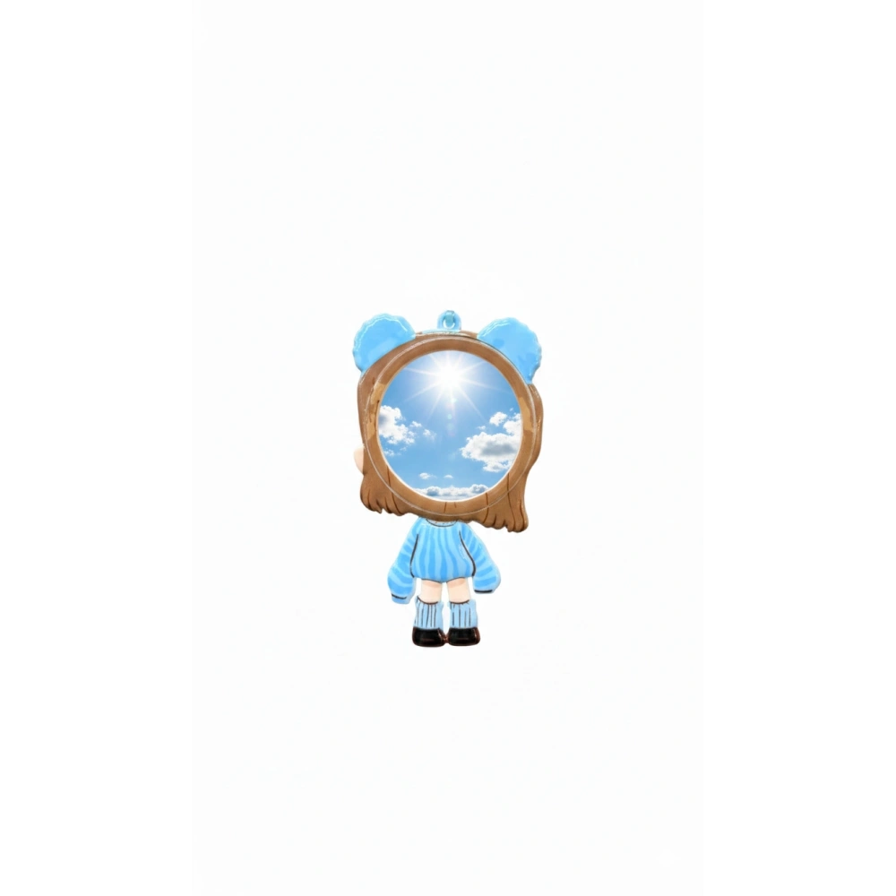 Sinirli Kız Figürlü Ayna Mavi Renk