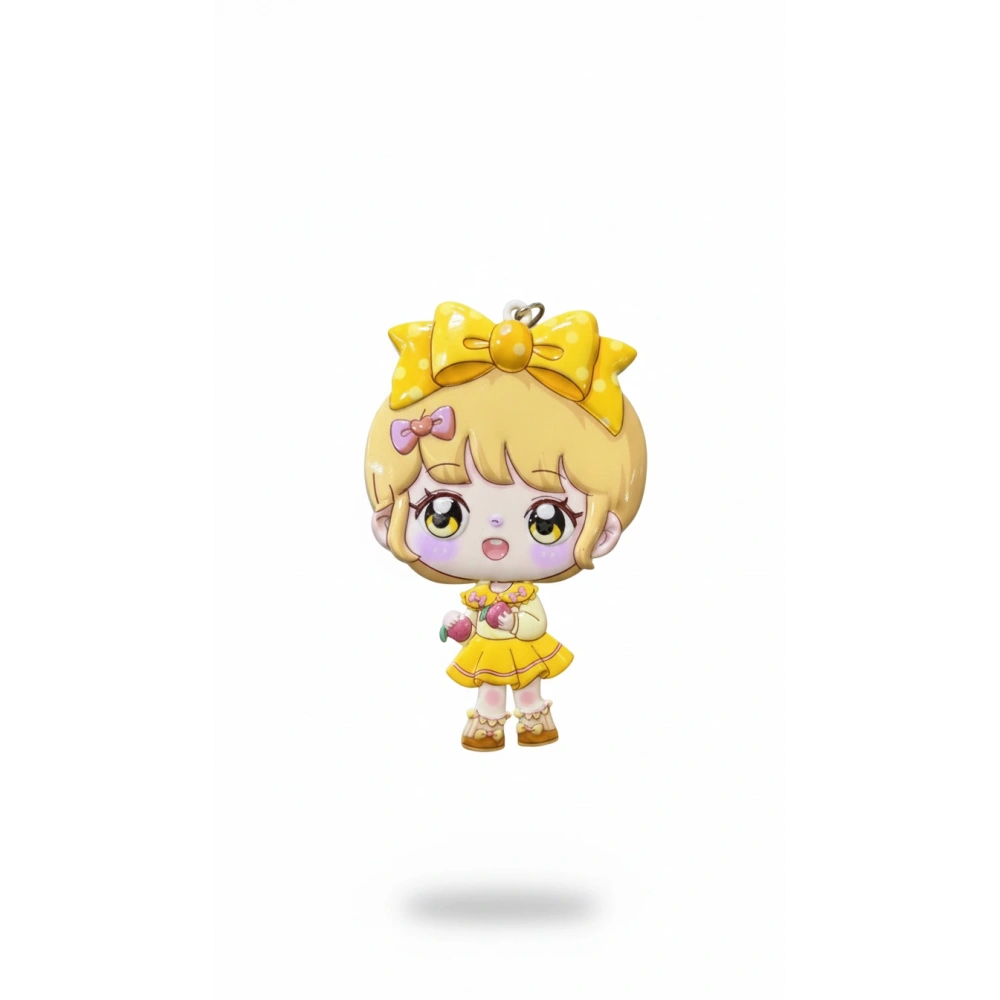 Sevimli Kız Figürlü Ayna Sarı Renk