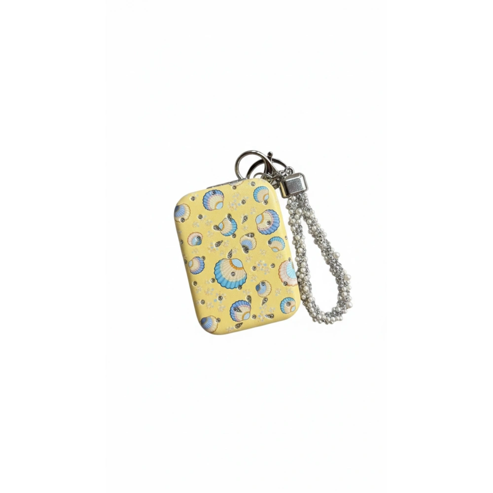 Deniz Kabuğu Motifli Sarı Cep Aynası