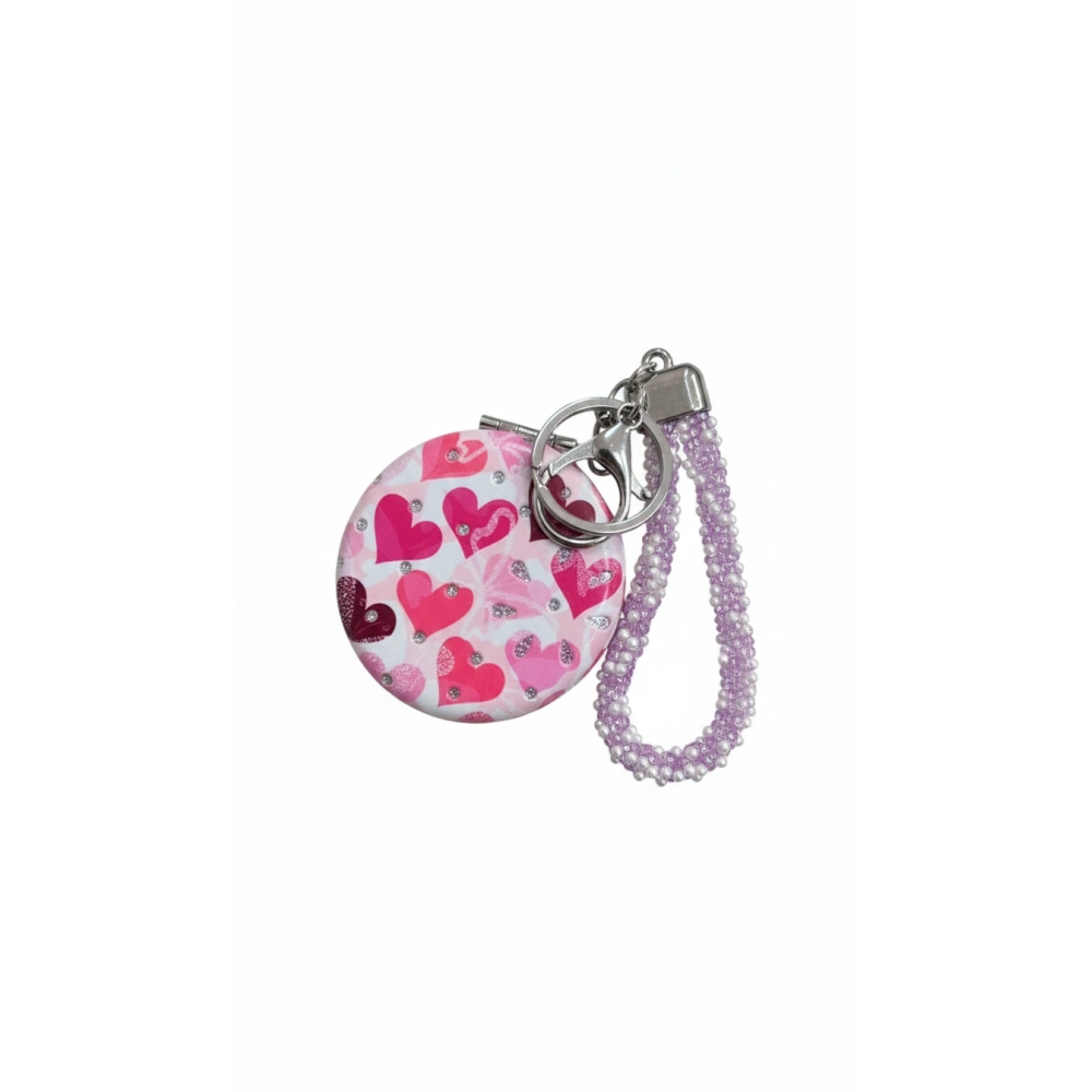 Kalpli Kristal Taşlı Yuvarlak Cep Aynası