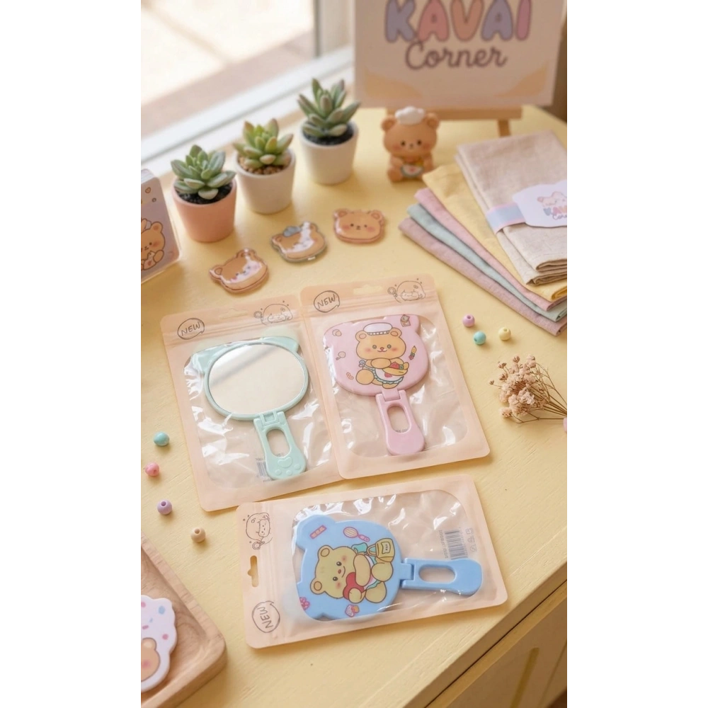 Sevimli Ayıcık Figürlü Katlanabilir El Aynası