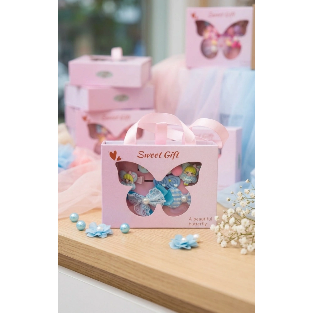 Mavi Tonlar Çantalı Toka Seti