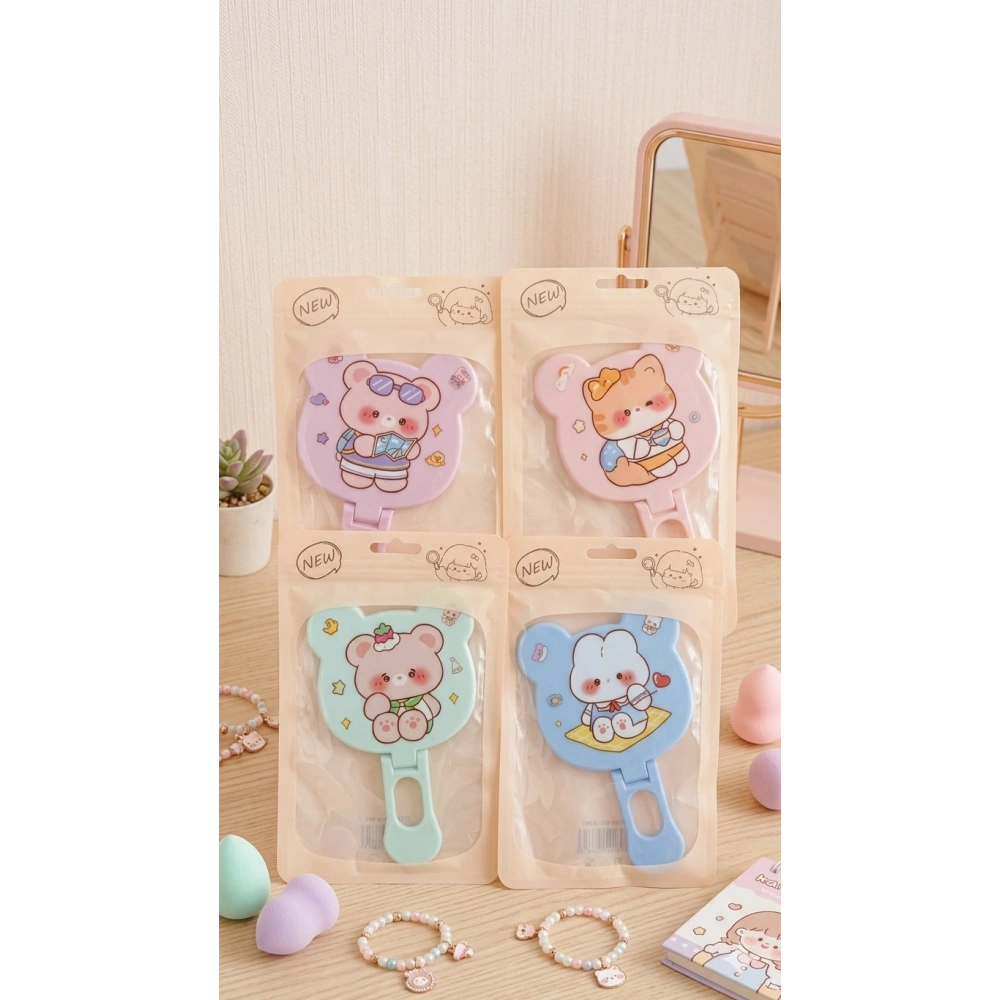 Sevimli Ayıcık Figürlü Katlanabilir El Aynası