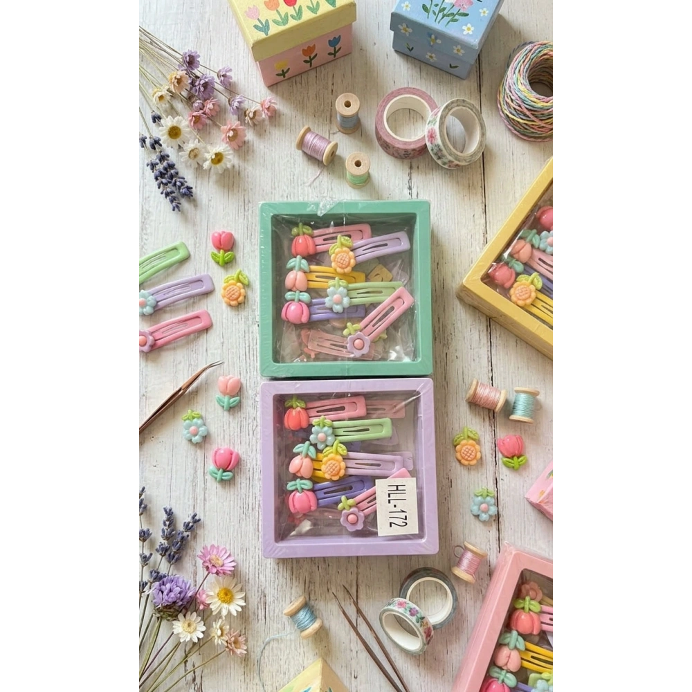 Çiçek Figürlü 6lı Toka Seti