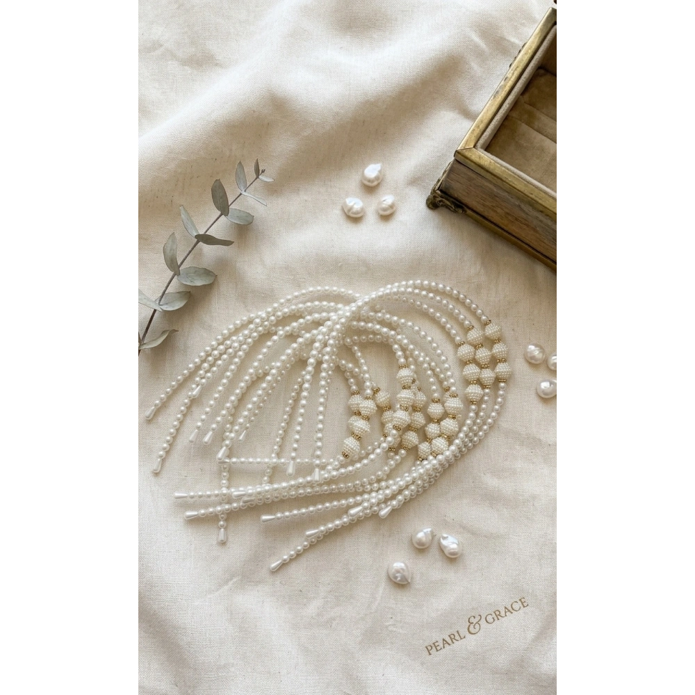 Zarif İnci İşlemeli Saç Tacı