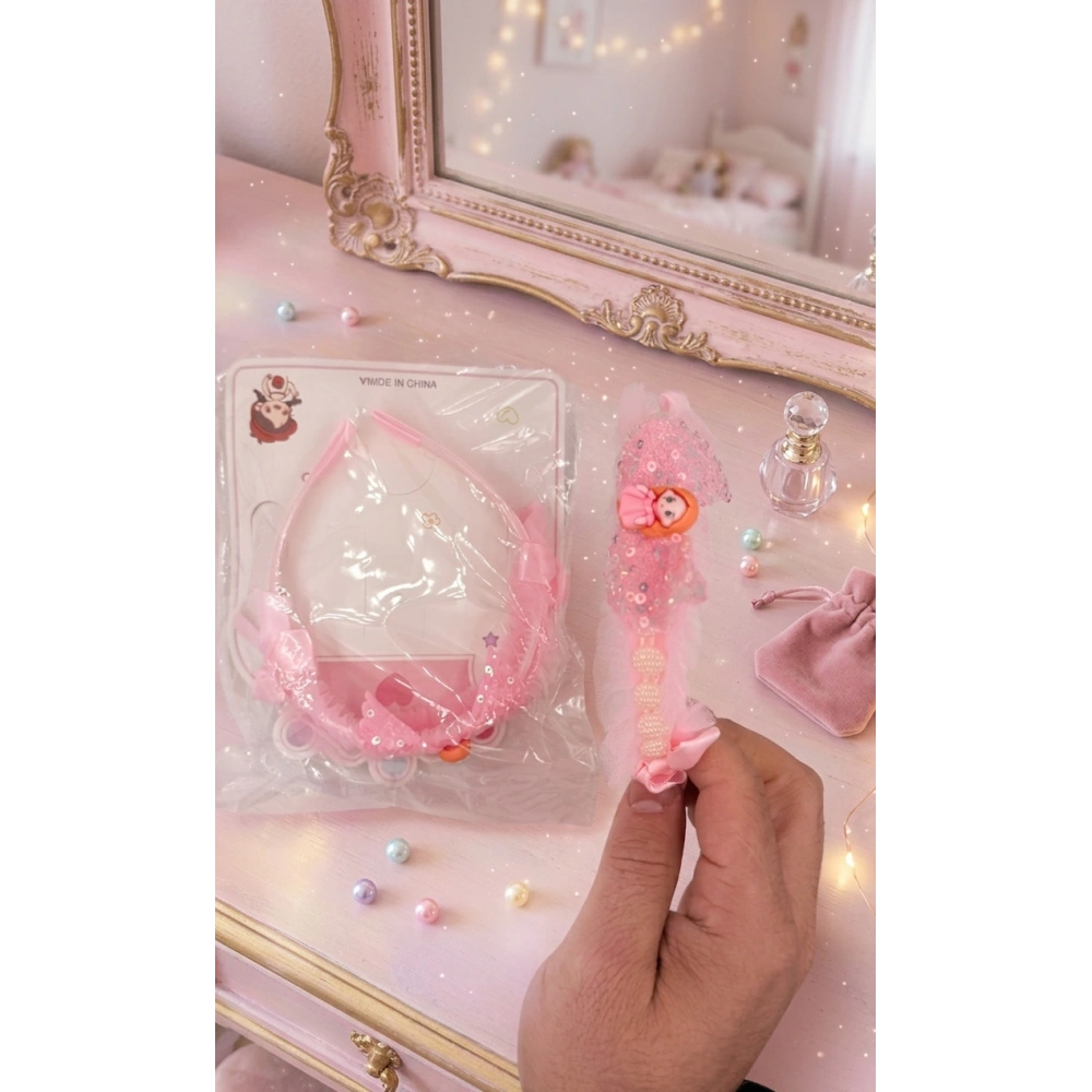 Kız Figürlü Pullu İncili Çocuk Tacı