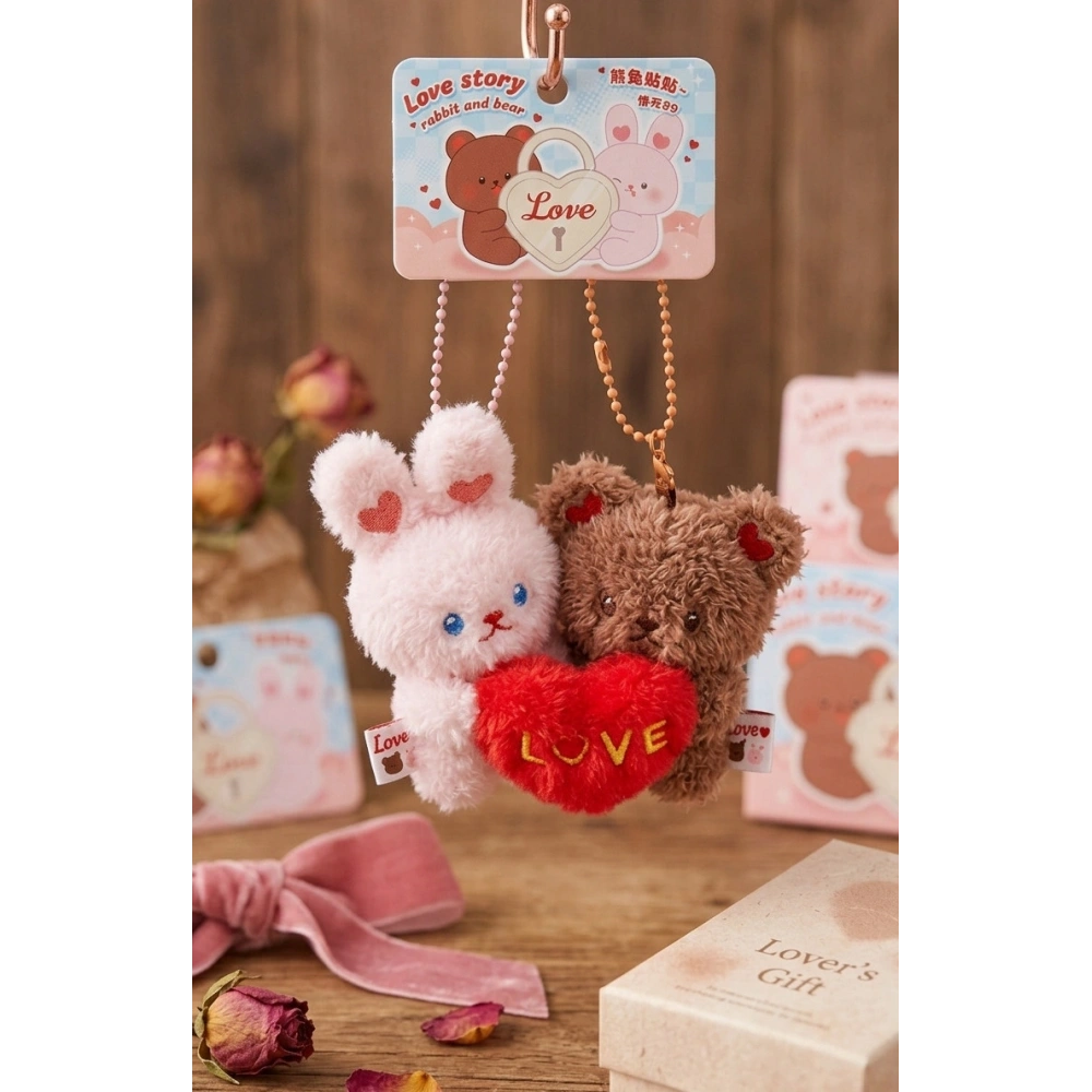 Love Story Kalpli Hayvanlar Çanta Süsü Anahtarlık