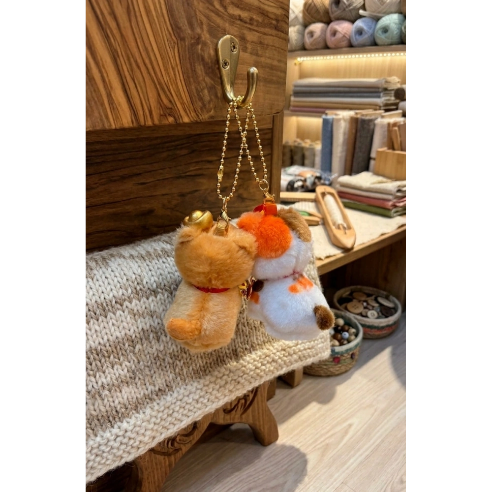 Sevimli Peluş Kedi Çanta Süsü Anahtarlık