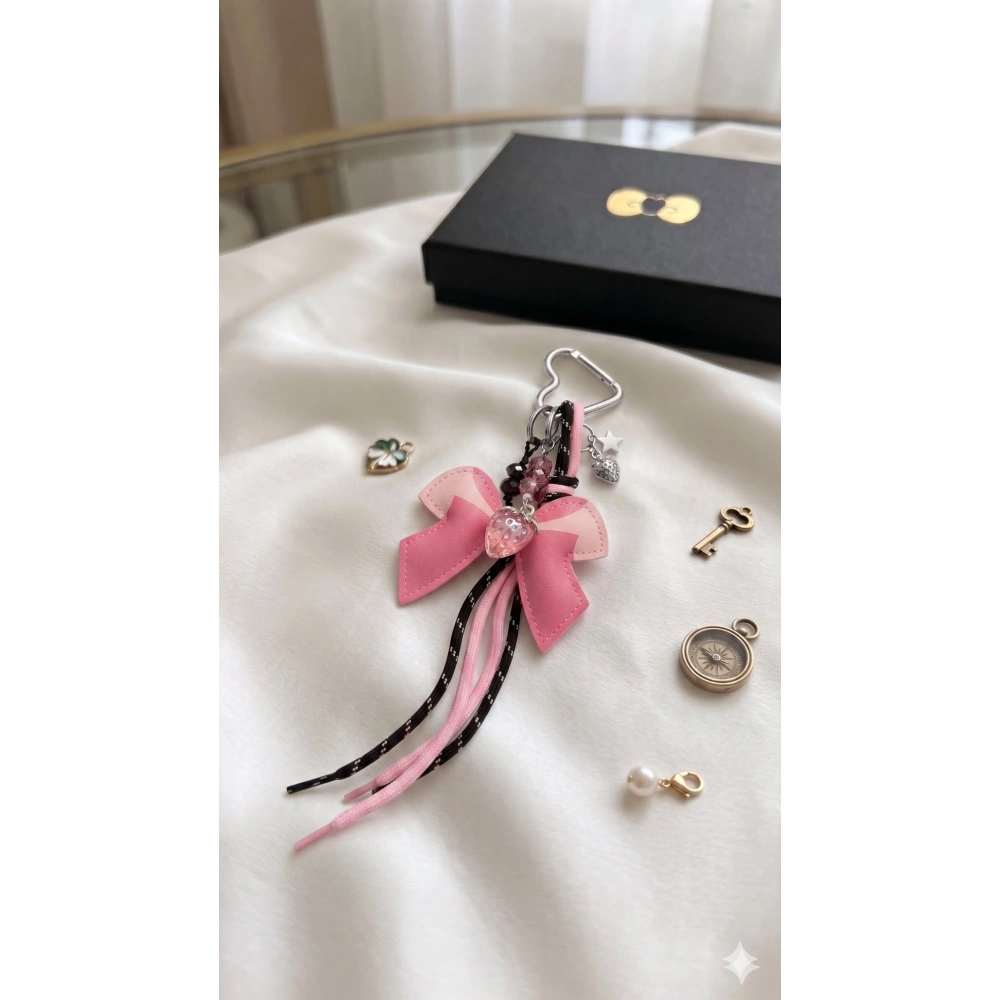 Pembe Fiyonk Çiçek Çanta Süsü Anahtarlık