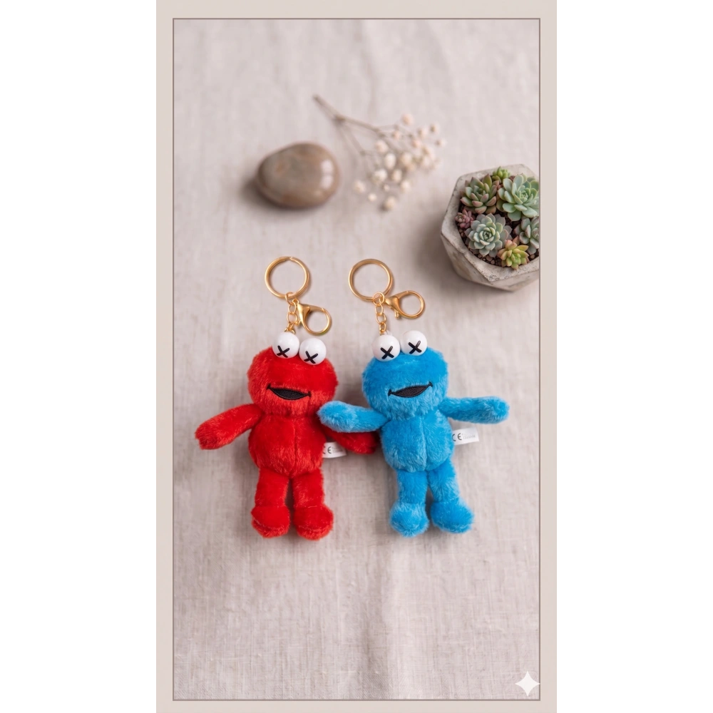 Elmo ve Kurabiye Canavarı Anahtarlık Çanta Süsü