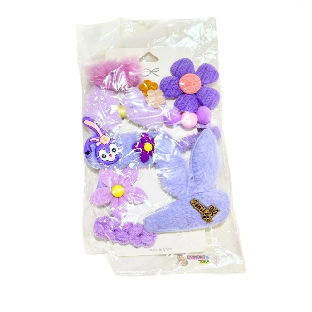 Mor Çiçek 6lı Toka Seti