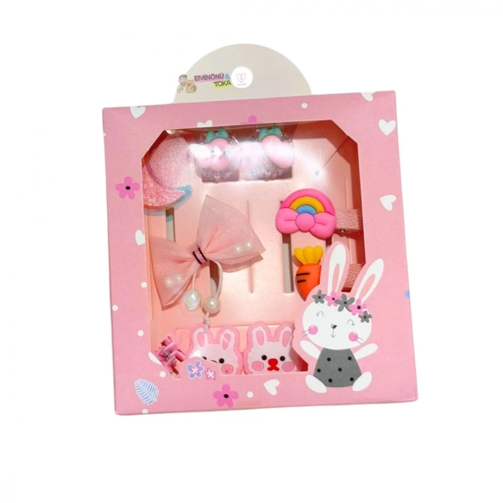 Pembe Tavşan Çocuk Toka Seti