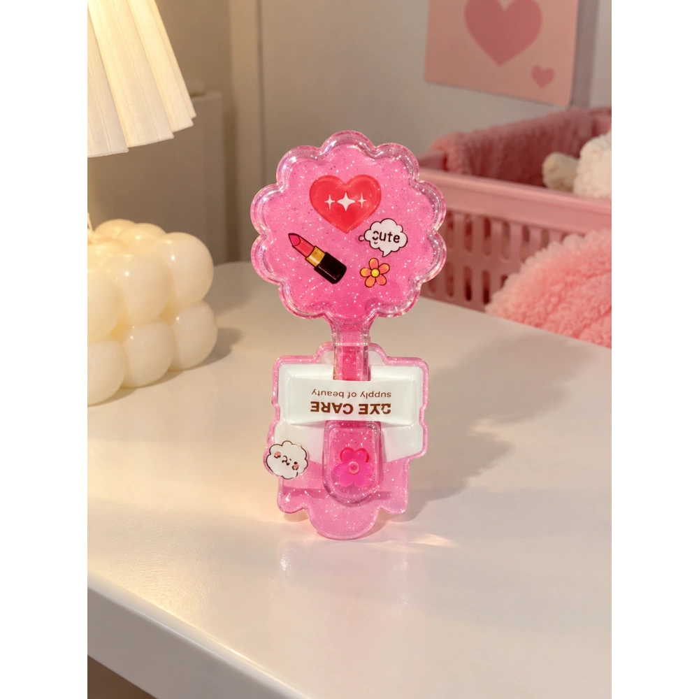 Ruj Motifli Pembe Süslü Tarak