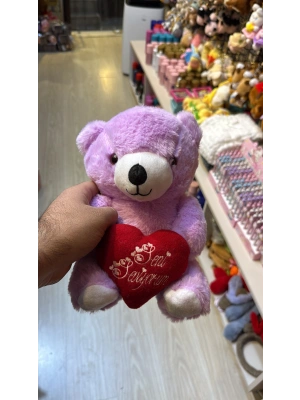 Kalplı ayıcık mor