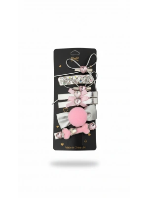 Pembe Gümüş Kız Çocuk Toka Seti