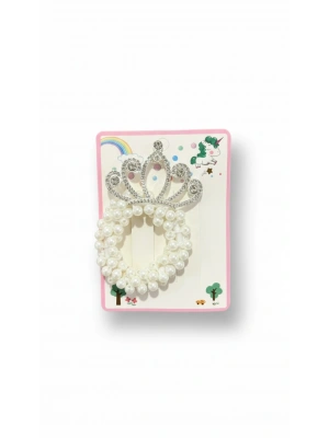 İnci Boncuklu Prenses Taçlı Saç Tokası