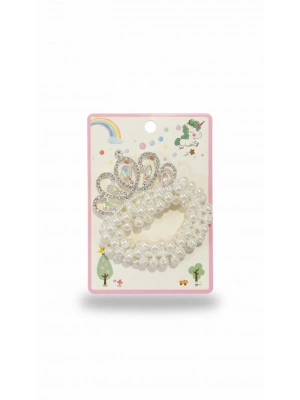 İncili Prenses Taçlı Çocuk Saç Tokası