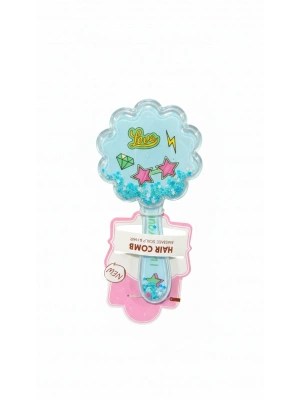 Love Yazılı Çiçek Şeklinde Mavi Süslü Tarak