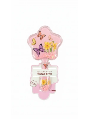 kelebek Figürlü Pembe Süslü Tarak