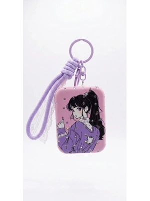 Kız Figürlü Mor Cep Aynası