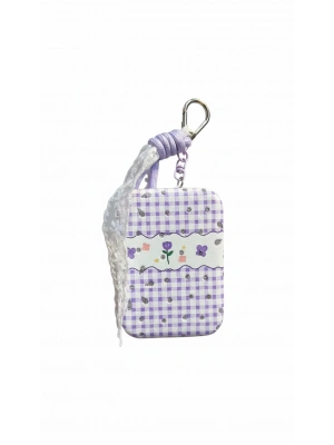 Çiçekli Kare Desenli Cep Aynası