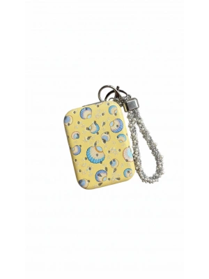 Deniz Kabuğu Motifli Sarı Cep Aynası