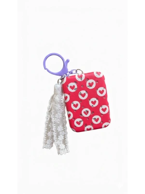 Kalp Desenli Kırmızı Cep Aynası