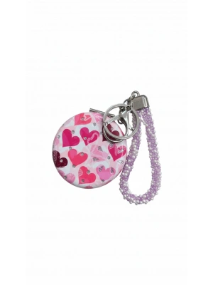 Kalpli Kristal Taşlı Yuvarlak Cep Aynası