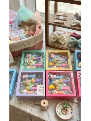 Özel Kutulu Sevimli Hayvan Figürlü Toka Seti - Pastel Seri