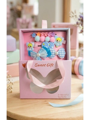 Mavi Tonlar Çantalı Toka Seti