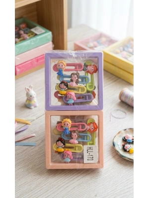 Kız Figürlü Vakumlu Kutulu 5li Toka Seti