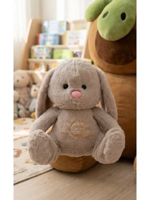 Bej Renk Ayıcık Kulaklıksı Nefes Alan Bebek Oyuncak