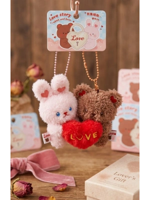 Love Story Kalpli Hayvanlar Çanta Süsü Anahtarlık