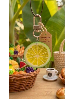 Yeşil Limon Dilimi Anahtarlık