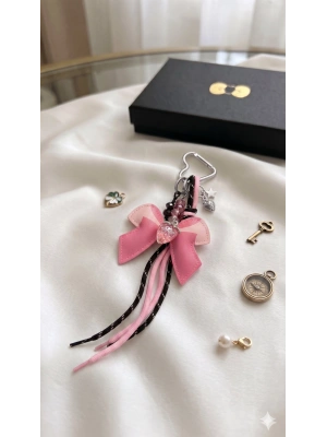 Pembe Fiyonk Çiçek Çanta Süsü Anahtarlık