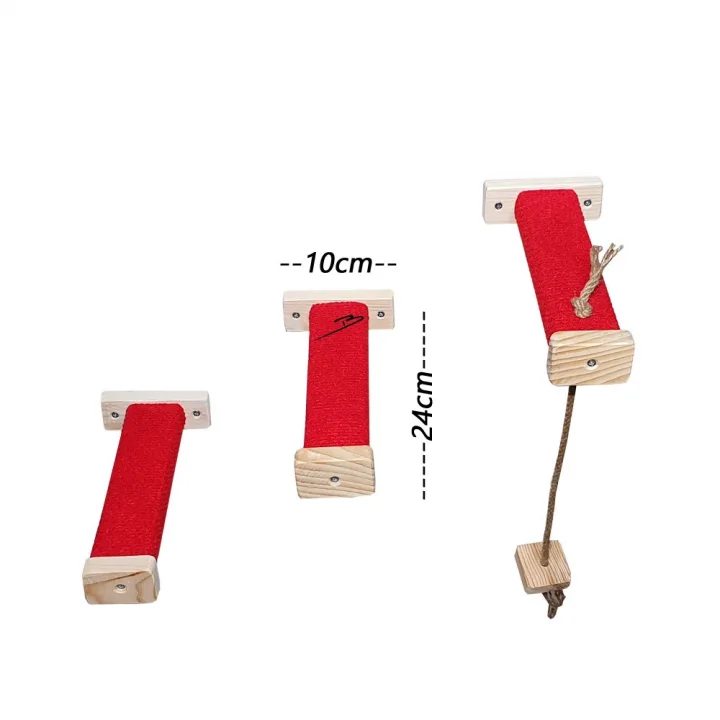 Barış Dizayn Tırmalamalı kedi basamağı kedi köprüsü duvar yürüyüş yolu kedi oyunu püsküllü parkur 2 Renk (3 adet)