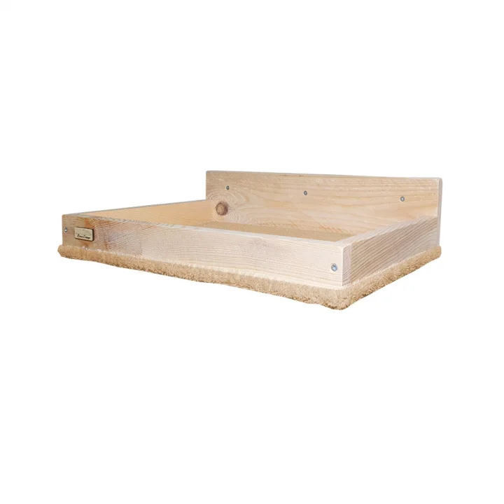 Barış Dizayn Duvara Monte Doğal Ahşap Kedi Yatağı Peluş kaplamalı (12KG Kapasiteli) Renk Seçimli