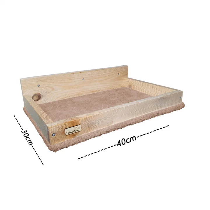 Barış Dizayn Duvara Monte Doğal Ahşap Kedi Yatağı Peluş kaplamalı (12KG Kapasiteli) Renk Seçimli