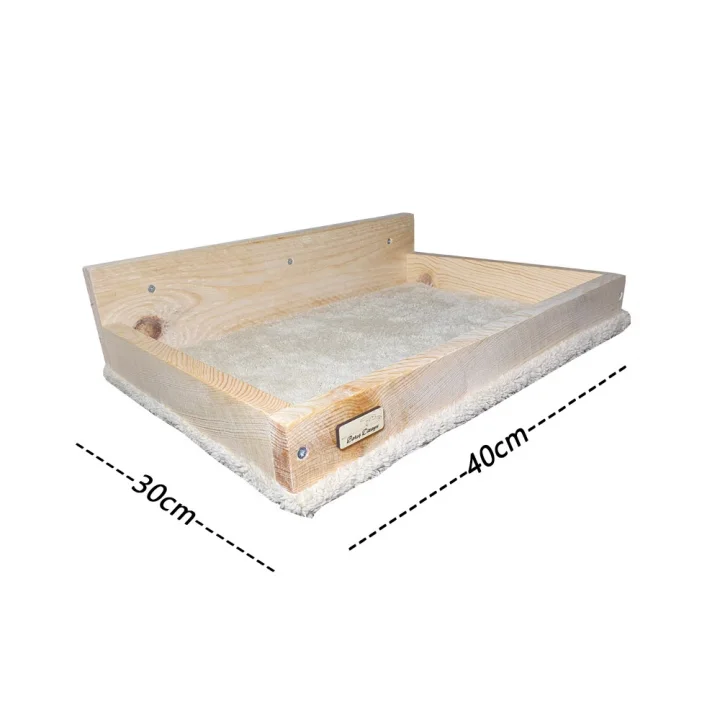 Barış Dizayn Duvara Monte Doğal Ahşap Kedi Yatağı Peluş kaplamalı (12KG Kapasiteli) Renk Seçimli