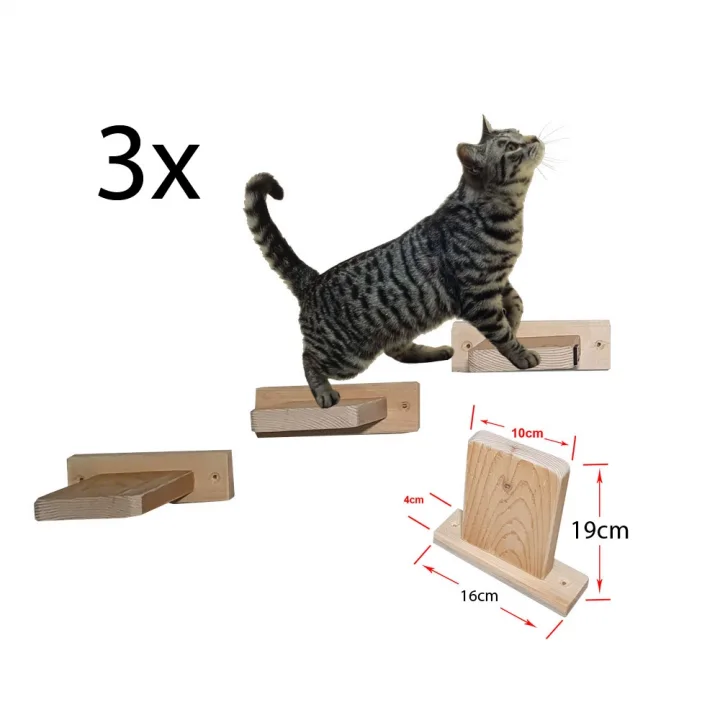 Barış Dizayn 12 Parça Doğal Ahşap Peluş Kedi Oyun Merdiveni Seti Köprü Platform Oyun Duvarı (SET3)