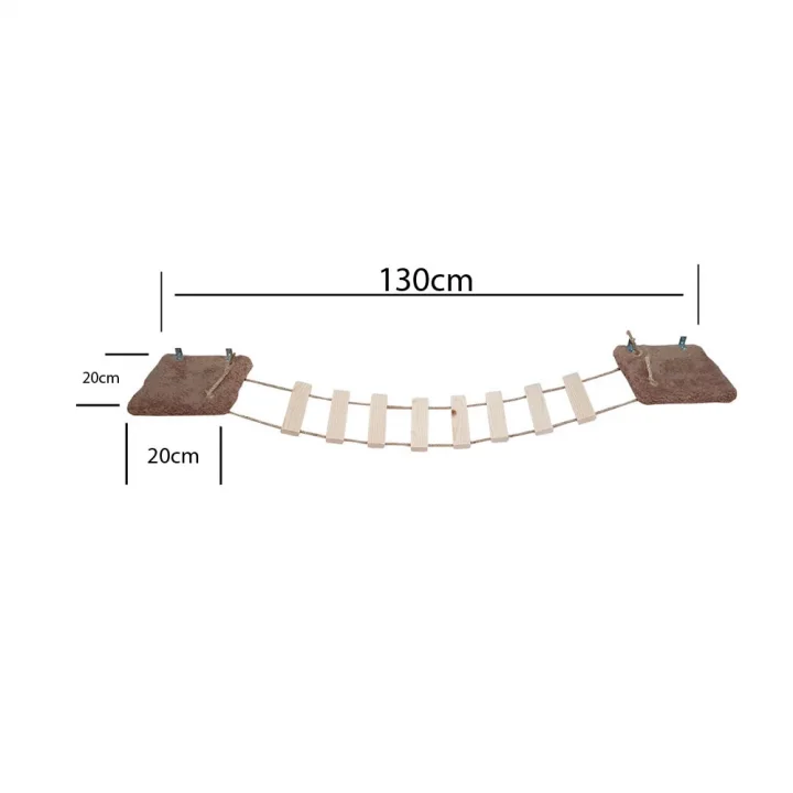 Barış Dizayn 12 Parça Doğal Ahşap Peluş Kedi Oyun Merdiveni Seti Köprü Platform Oyun Duvarı (SET3)