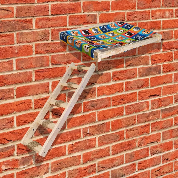 Barış Dizayn Duvara monte kedi hamağı ve kedi merdiveni takımı kedi yatağı sağ sol uyumlu 2Parça set (4 Renk Seçenekli)