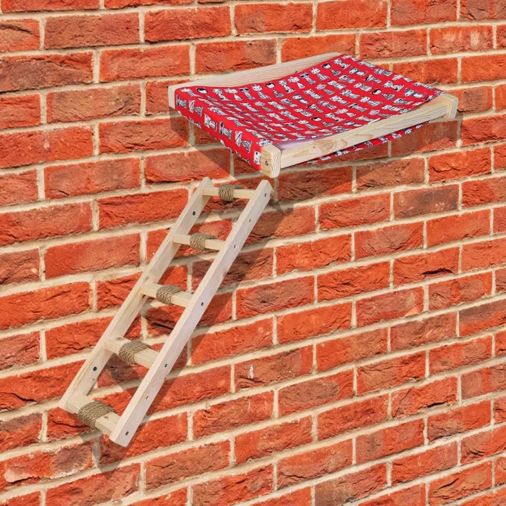 Barış Dizayn Duvara monte kedi hamağı ve kedi merdiveni takımı kedi yatağı sağ sol uyumlu 2Parça set (4 Renk Seçenekli)