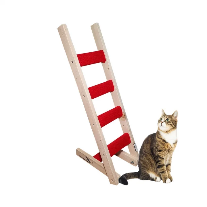 Barış Dizayn Doğal ahşap duvara veya yere kedi merdiveni Kedi tırmalaması katlanabilir sağ sol uyumlu (85cm) Renk Seçimli